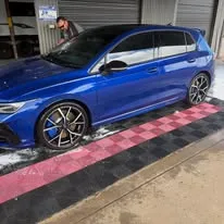 Blue VW Golf R after detailing